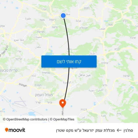 מפת סח'נין למכללת עמק יזרעאל ע''ש מקס שטרן