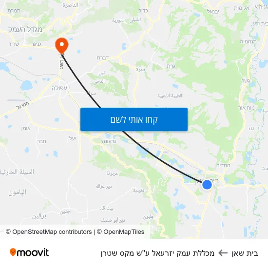 מפת בית שאן למכללת עמק יזרעאל ע''ש מקס שטרן