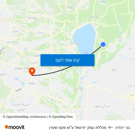 מפת בני יהודה למכללת עמק יזרעאל ע''ש מקס שטרן