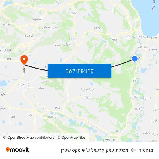 מפת מנחמיה למכללת עמק יזרעאל ע''ש מקס שטרן