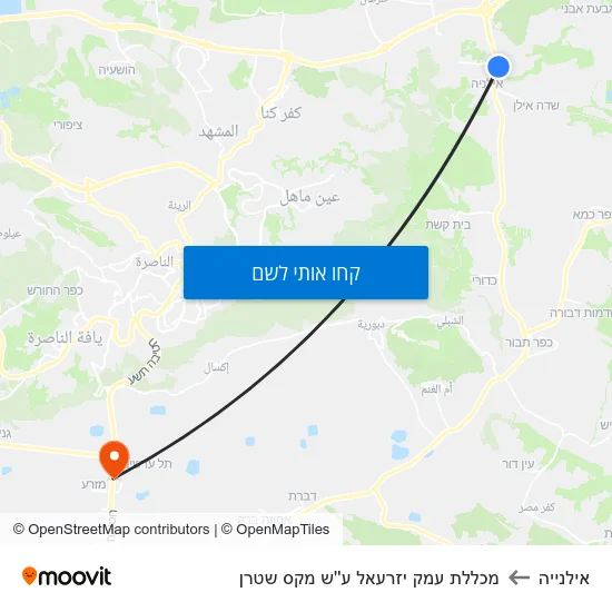 מפת אילנייה למכללת עמק יזרעאל ע''ש מקס שטרן