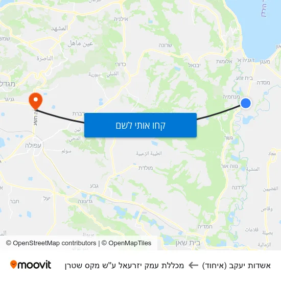 מפת אשדות יעקב (איחוד) למכללת עמק יזרעאל ע''ש מקס שטרן
