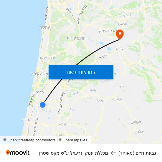 מפת גבעת חיים (מאוחד) למכללת עמק יזרעאל ע''ש מקס שטרן