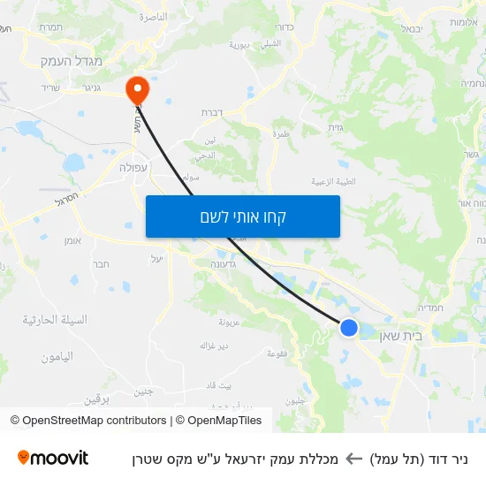 מפת ניר דוד (תל עמל) למכללת עמק יזרעאל ע''ש מקס שטרן