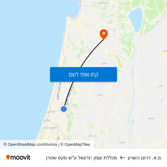 מפת מ.א. דרום השרון למכללת עמק יזרעאל ע''ש מקס שטרן