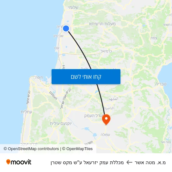 מפת מ.א. מטה אשר למכללת עמק יזרעאל ע''ש מקס שטרן
