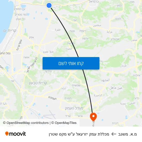 מפת מ.א. משגב למכללת עמק יזרעאל ע''ש מקס שטרן