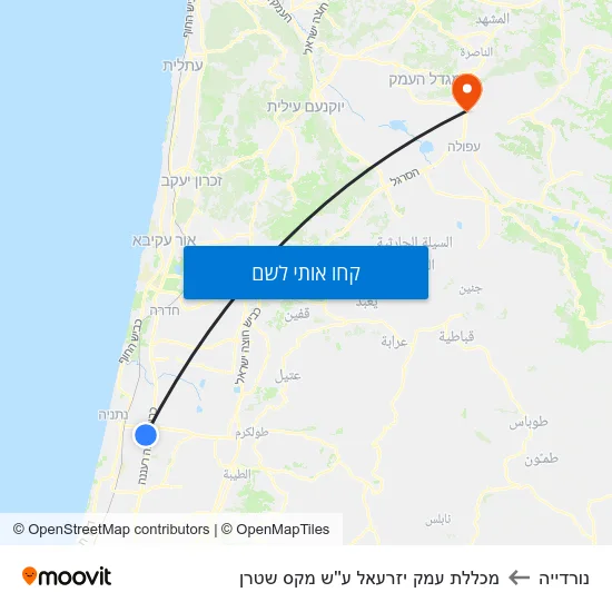 מפת נורדייה למכללת עמק יזרעאל ע''ש מקס שטרן