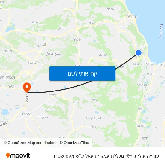 מפת פורייה עילית למכללת עמק יזרעאל ע''ש מקס שטרן
