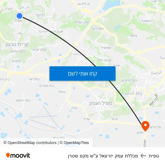 מפת נופית למכללת עמק יזרעאל ע''ש מקס שטרן