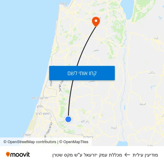 מפת מודיעין עילית למכללת עמק יזרעאל ע''ש מקס שטרן