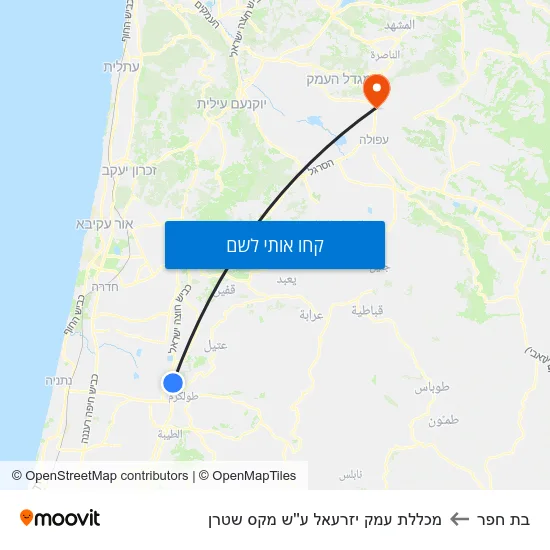 מפת בת חפר למכללת עמק יזרעאל ע''ש מקס שטרן