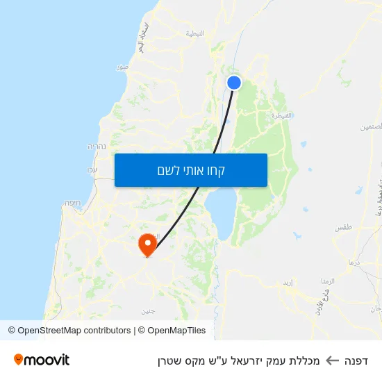 מפת דפנה למכללת עמק יזרעאל ע''ש מקס שטרן
