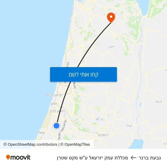 מפת גבעת ברנר למכללת עמק יזרעאל ע''ש מקס שטרן
