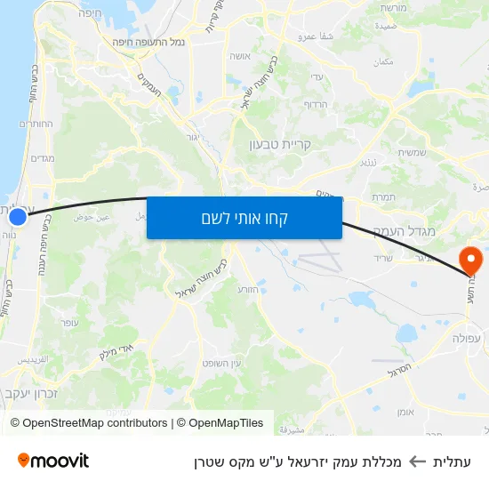 מפת עתלית למכללת עמק יזרעאל ע''ש מקס שטרן