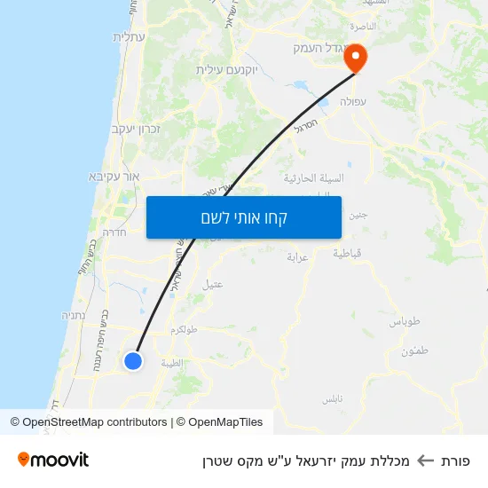 מפת פורת למכללת עמק יזרעאל ע''ש מקס שטרן