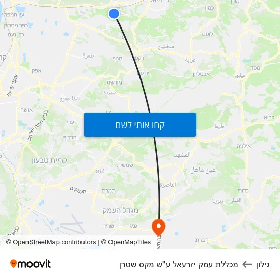 מפת גילון למכללת עמק יזרעאל ע''ש מקס שטרן