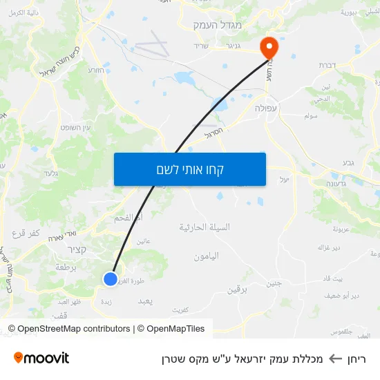 מפת ריחן למכללת עמק יזרעאל ע''ש מקס שטרן