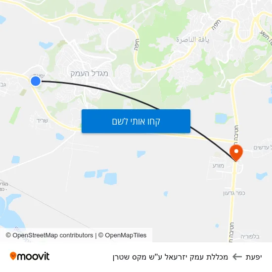מפת יפעת למכללת עמק יזרעאל ע''ש מקס שטרן