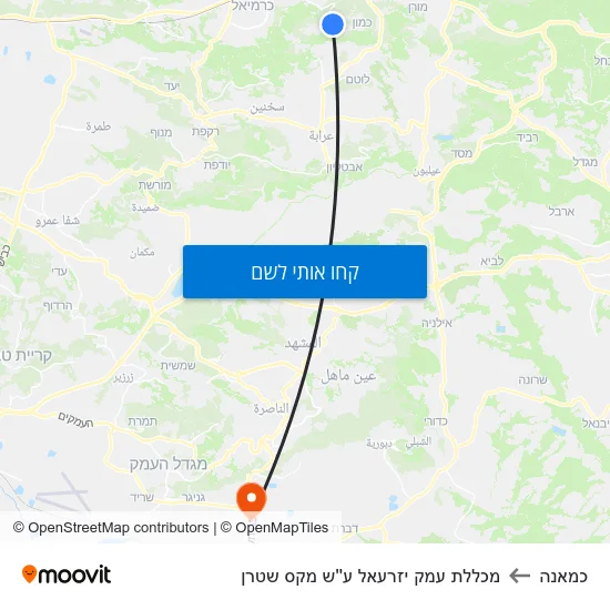 מפת כמאנה למכללת עמק יזרעאל ע''ש מקס שטרן