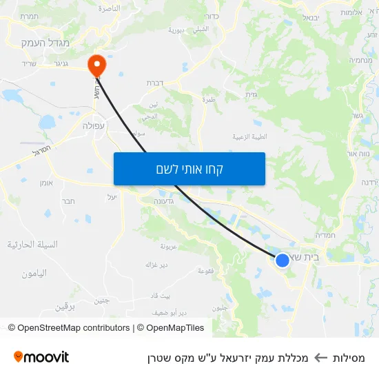 מפת מסילות למכללת עמק יזרעאל ע''ש מקס שטרן