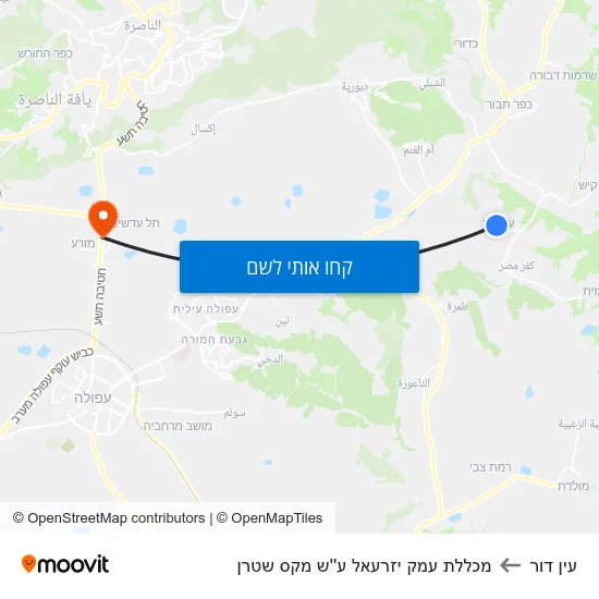 מפת עין דור למכללת עמק יזרעאל ע''ש מקס שטרן