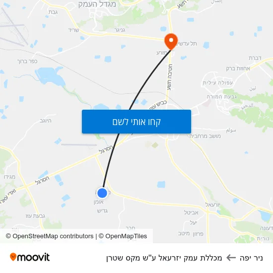 מפת ניר יפה למכללת עמק יזרעאל ע''ש מקס שטרן