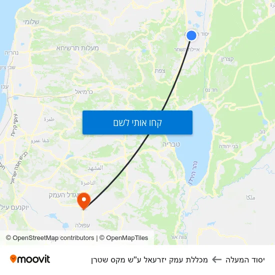 מפת יסוד המעלה למכללת עמק יזרעאל ע''ש מקס שטרן