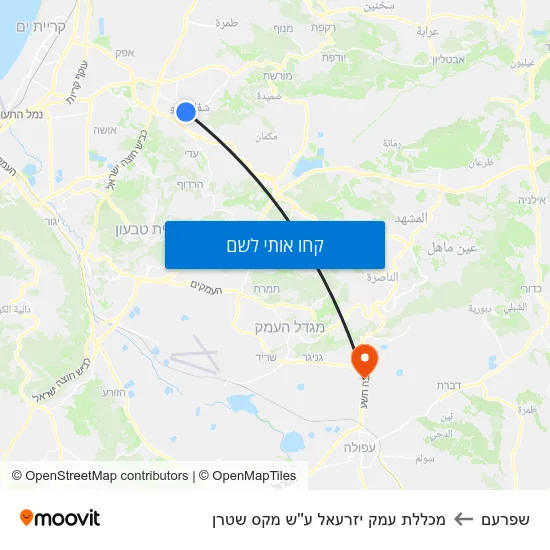 מפת שפרעם למכללת עמק יזרעאל ע''ש מקס שטרן