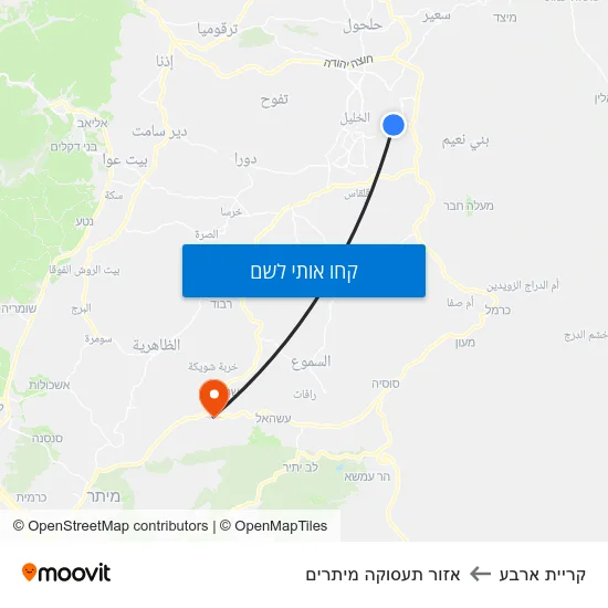 מפת קריית ארבע לאזור תעסוקה מיתרים