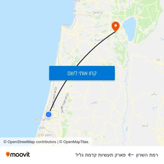 מפת רמת השרון לפארק תעשיות קדמת גליל