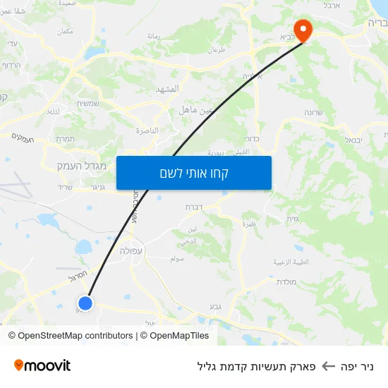 מפת ניר יפה לפארק תעשיות קדמת גליל