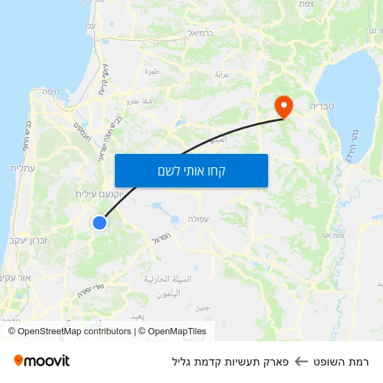 מפת רמת השופט לפארק תעשיות קדמת גליל