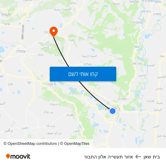 מפת בית שאן לאזור תעשייה אלון התבור