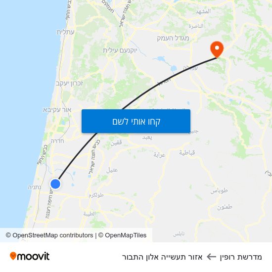 מפת מדרשת רופין לאזור תעשייה אלון התבור