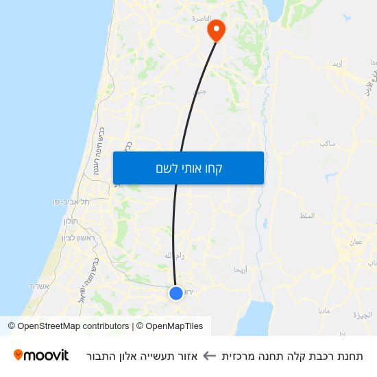 מפת תחנת רכבת קלה תחנה מרכזית לאזור תעשייה אלון התבור