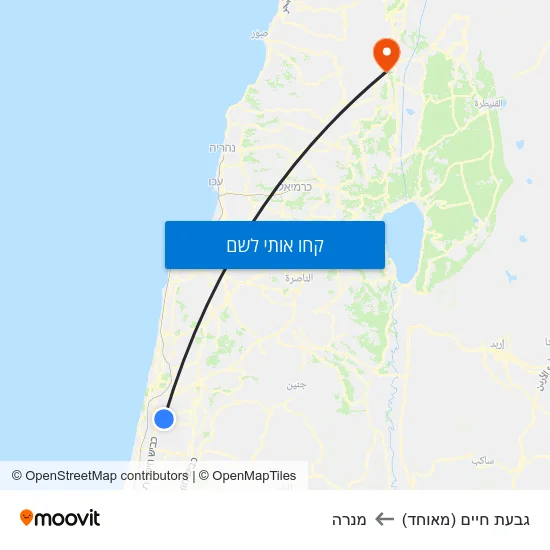מפת גבעת חיים (מאוחד) למנרה