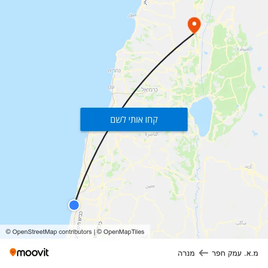 מפת מ.א. עמק חפר למנרה