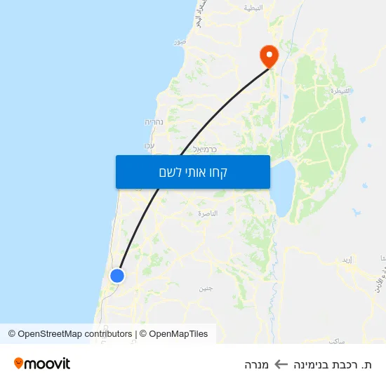 מפת ת. רכבת בנימינה למנרה