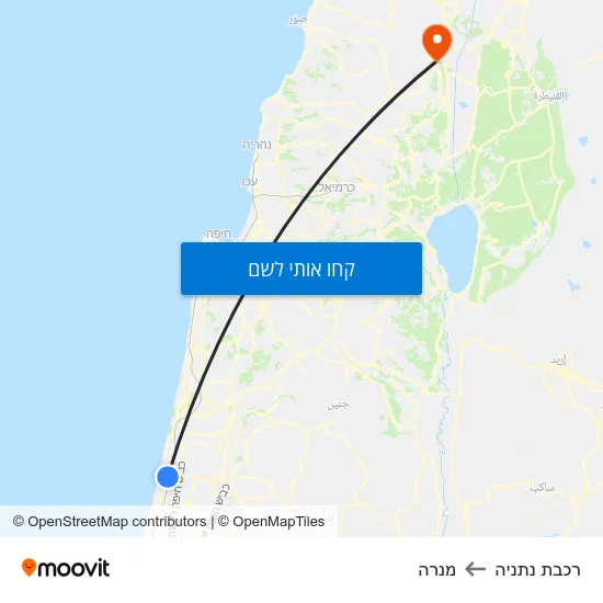 מפת רכבת נתניה למנרה
