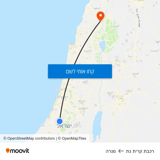 מפת רכבת קרית גת למנרה