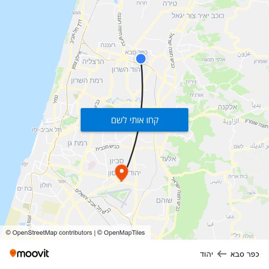 מפת כפר סבא ליהוד