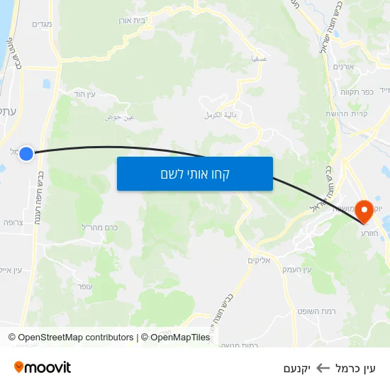 מפת עין כרמל ליקנעם