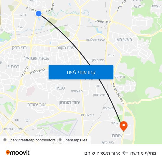 מפת מחלף מורשה לאזור תעשיה שוהם