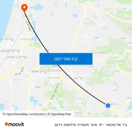 מפת ביר אל-מכסור לאזור תעשייה מילואות דרום