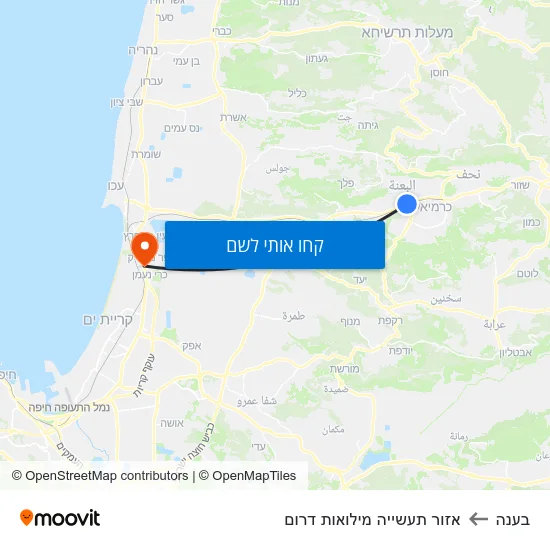 מפת בענה לאזור תעשייה מילואות דרום