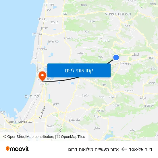 מפת דייר אל-אסד לאזור תעשייה מילואות דרום
