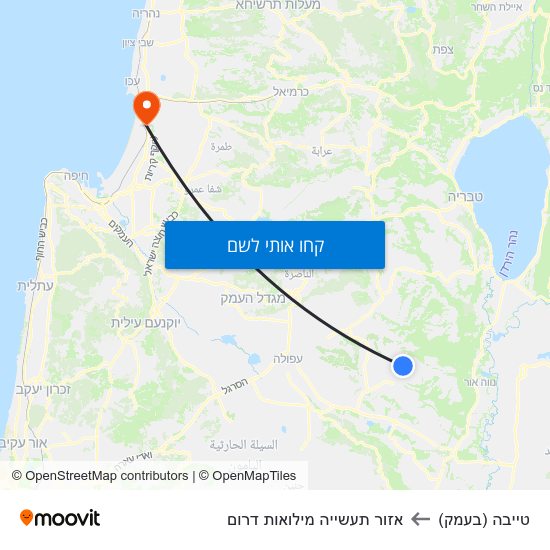 מפת טייבה (בעמק) לאזור תעשייה מילואות דרום