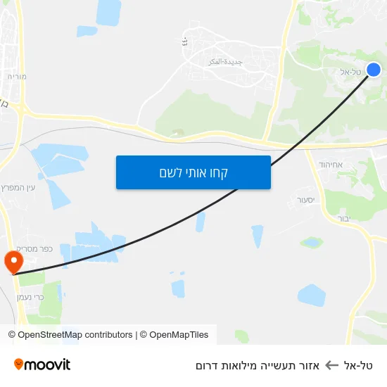 מפת טל-אל לאזור תעשייה מילואות דרום