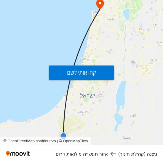 מפת ניצנה (קהילת חינוך) לאזור תעשייה מילואות דרום